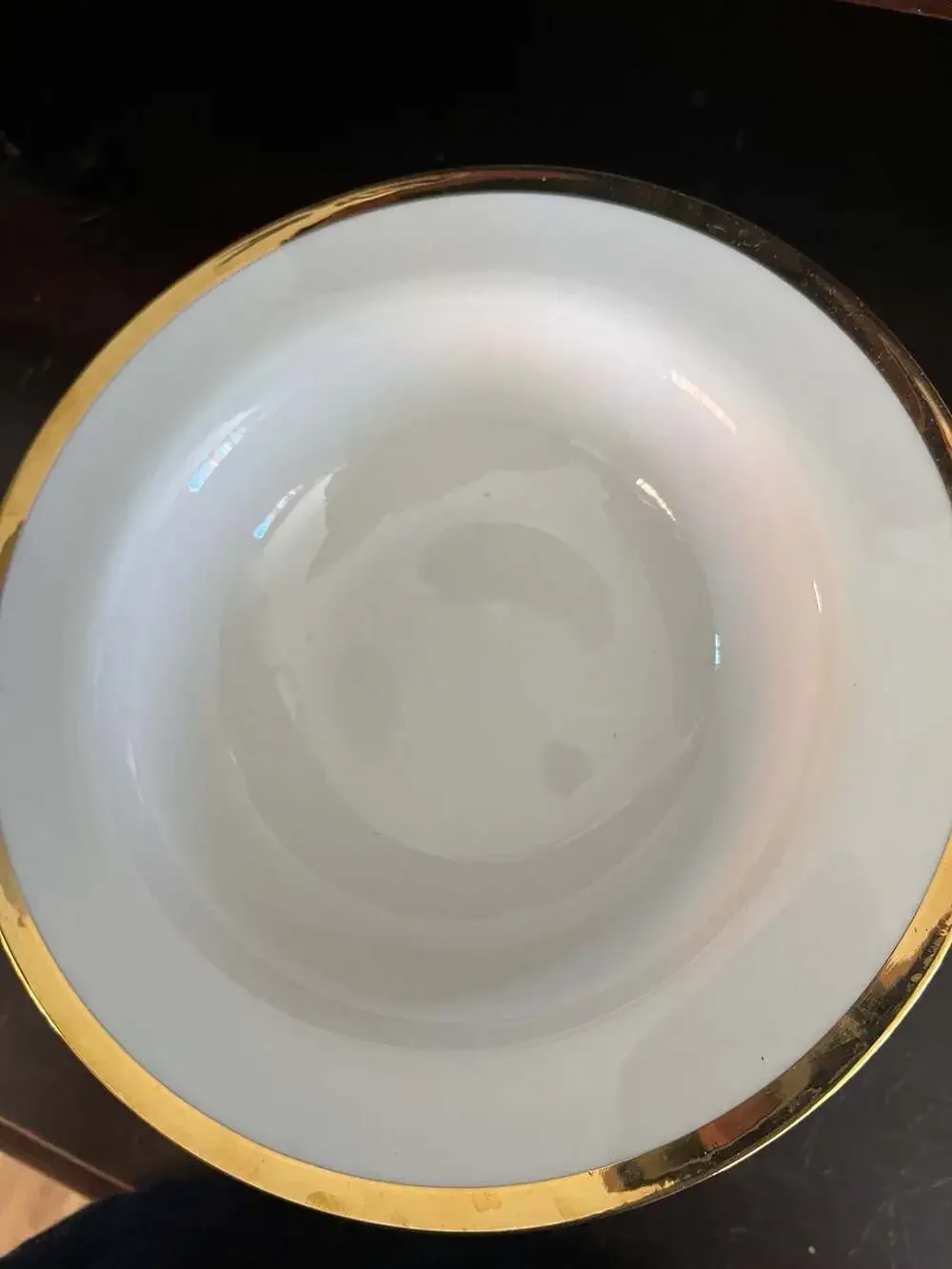 Set of 8 Pier 1 Gold Band Porcelain Soup Bowls